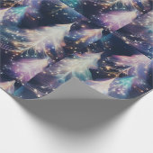 Blaue Lila Weiße Bäume Moderne Weihnachten Geschenkpapier (Ecke)