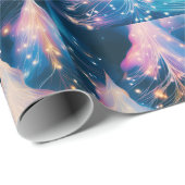 Blaue Lila Weiße Bäume Moderne Weihnachten Geschenkpapier (Rolleneckpunkt)