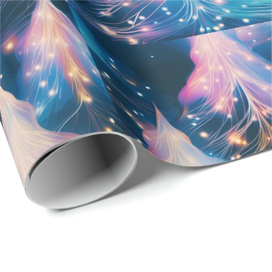 Blaue Lila Weiße Bäume Moderne Weihnachten Geschenkpapier (Rolleneckpunkt)