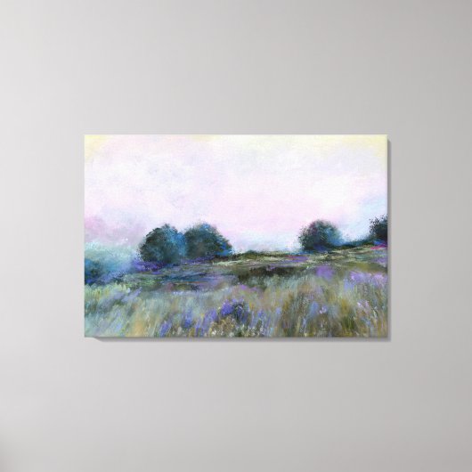 Blaue Lila Wiesenlandschaft Leinwanddruck (Vorderseite)