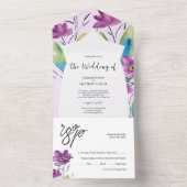 Blaue Lila Wildblumen Wasserfarbe All In One Einladung (Innen Boden)