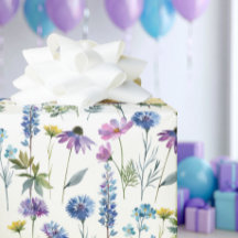 Blaue Lila Wildblumen-Wasserfarbe