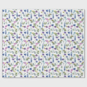 Blaue Lila Wildblumen-Wasserfarbe Geschenkpapier (Flach)