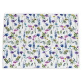 Blaue Lila Wildblumen Wasserfarbe Große Geschenktüte (Vorderseite)