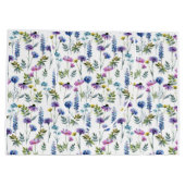 Blaue Lila Wildblumen Wasserfarbe Große Geschenktüte (Rückseite)