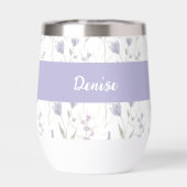 Blaue Lila Wildblumen-Wasserfarbe-Monogramm-Name (Rückseite)