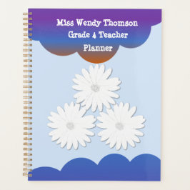 Blaue Lila Wolke mit weißer Blume Planer