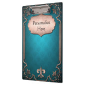 Blaue Lilie mit Bronze-viktorianischer Trimmung Klemmbrett (Links)