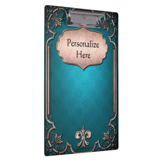 Blaue Lilie mit Bronze-viktorianischer Trimmung Klemmbrett (Rechts)