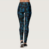 Blaue Lilien auf schwarzen Leggings (Rückseite)