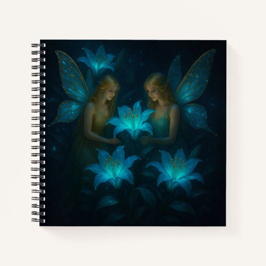 Blaue Lilien Fee Ätherischer Träumerischer Fantasy Notizblock (Vorderseite)