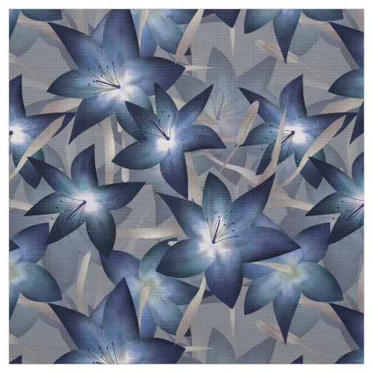 Blaue Lilien, Lilien Stoff (Muster)