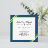 Blaue Lime-Grünstreifen nach Hochzeit Einladung (Stehend Vorderseite)
