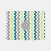 Blaue Limone graue Zickzack Muster-Monogramm-Decke Fleecedecke (Vorderseite (Horizontal))