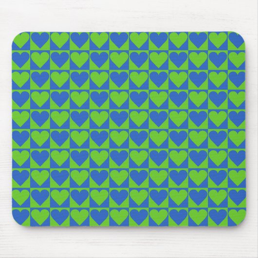 Blaue/Limone Herzmuster-Sondermousepad Mousepad (Vorne)