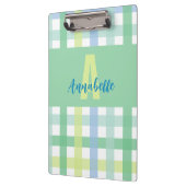 Blaue Limone Pastell Monogram Gingham Pattern Klemmbrett (Links)