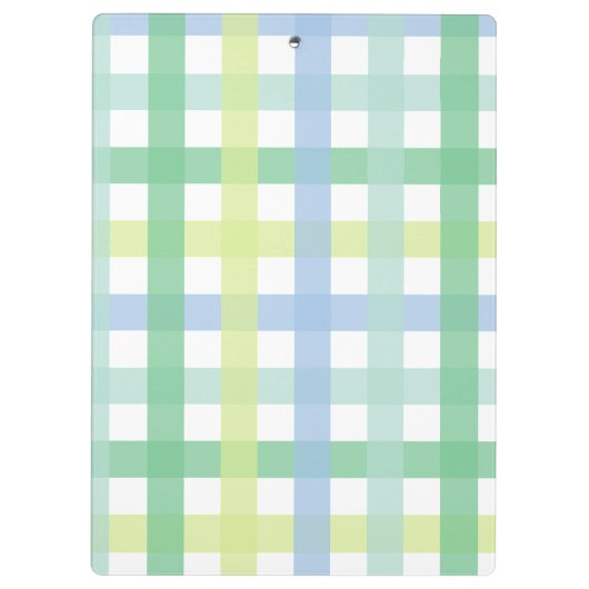 Blaue Limone Pastell Monogram Gingham Pattern Klemmbrett (Rückseite)