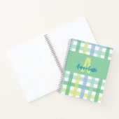 Blaue Limone Pastell Monogram Gingham Pattern Notizblock (Innenseite)