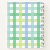 Blaue Limone Pastell Monogram Gingham Pattern Notizblock (Rückseite)