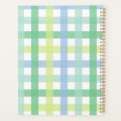 Blaue Limone Pastell Monogram Gingham Pattern Planer (Rückseite)