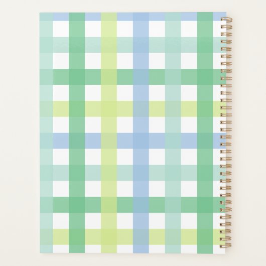 Blaue Limone Pastell Monogram Gingham Pattern Planer (Rückseite)