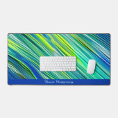 Blaue lineare Niedliche Ästhetik Schreibtischunterlage (Tastatur & Maus)