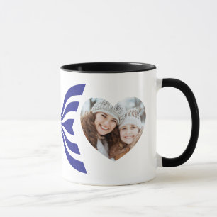 Blaue Linie Buchstabe X Monogramm Herz Fotoalbum Tasse