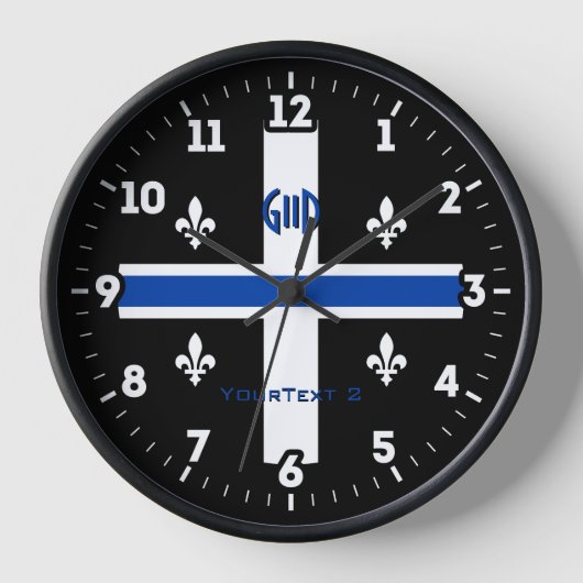Blaue Linie der Quebec-Flagge Fleur de Lys auf Uhr (Vorderseite)
