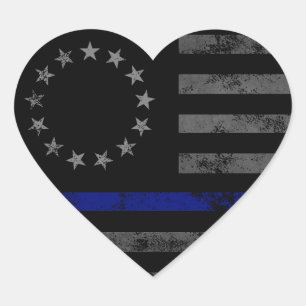 Blaue Linie Erster Helfer Vintage Amerikanische Fl Herz-Aufkleber