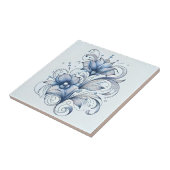 Blaue Linie Kunst Abstrakte Blume Dekoration Fliese (Seite)