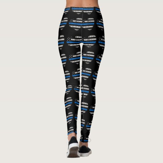 Blaue Linie Liebe Leggings (Rückseite)