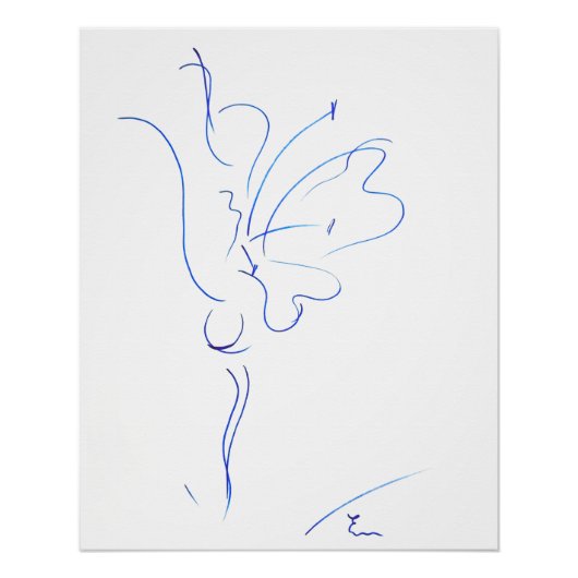 Blaue Linie, Reihe "Einfache Striche" Poster (Vorderseite)