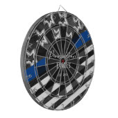 Blaue Linie Rustikales Holzdesign - eigener Famili Dartscheibe (Vorderseite Links)