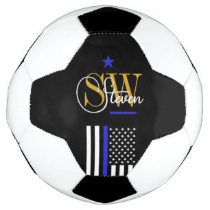 Blaue Linie und Mit Monogramm Name / Moderne Unter Fußball