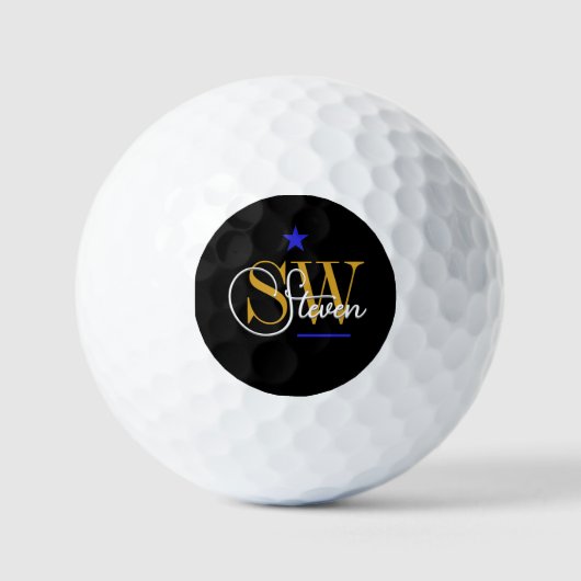 Blaue Linie und Mit Monogramm Name / Moderne Unter Golfball (Vorderseite)
