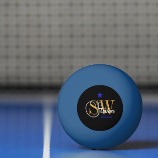 Blaue Linie und Mit Monogramm Name / Moderne Unter Tischtennisball