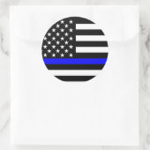Blaue Linie US-Flagge Runder Aufkleber (Tasche)