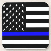 Blaue Linie US-Flagge Untersetzer (Vorderseite)