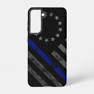 Blaue Linie Vintage-Amerikanische Flagge Samsung Galaxy Hülle