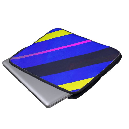 Blaue Linien Laptopschutzhülle (Vorne Knopf)