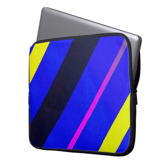 Blaue Linien Laptopschutzhülle (Vorderseite Links)