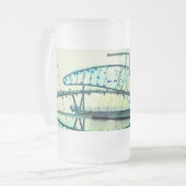 Blaue Linien Mattglas Bierglas (Vorderseite Links)