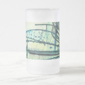 Blaue Linien Mattglas Bierglas (Mittel)