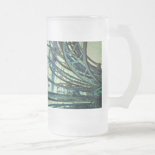 Blaue Linien Mattglas Bierglas