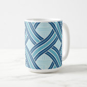 Blaue Linien Muster Kaffeetasse (VorderseiteRechts)