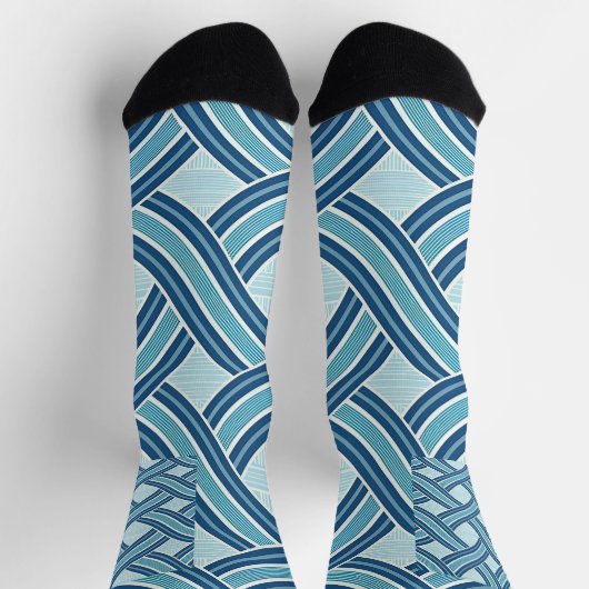 Blaue Linien Muster Socken (Oben)
