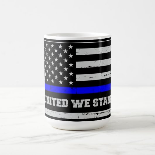 Blaue-Linien-Polizei-Flagge Kaffeetasse (Mittel)
