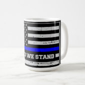 Blaue-Linien-Polizei-Flagge Kaffeetasse (VorderseiteRechts)