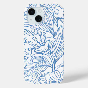 Blaue Linienkunst Blumen Mittelmeer Botanik  Case-Mate iPhone Hülle