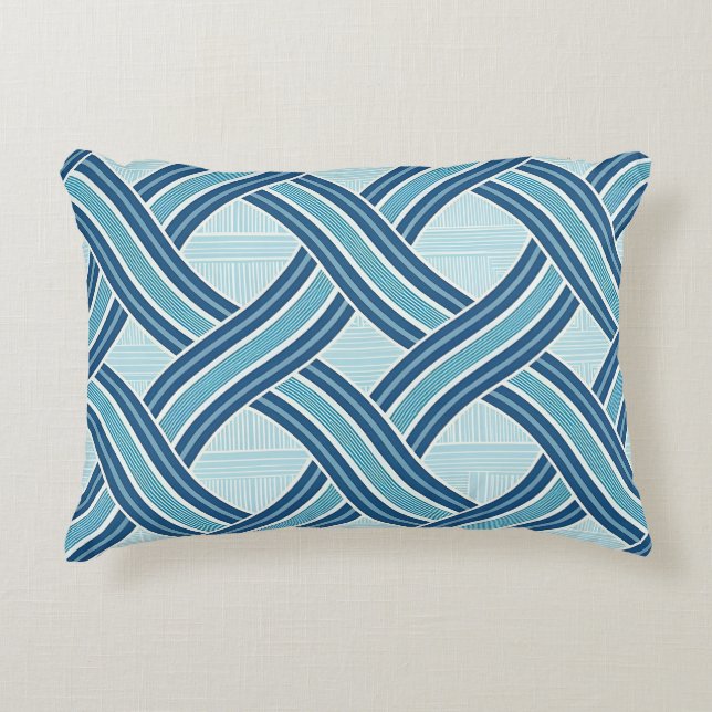Blaue Linienmuster Dekokissen (Vorderseite)